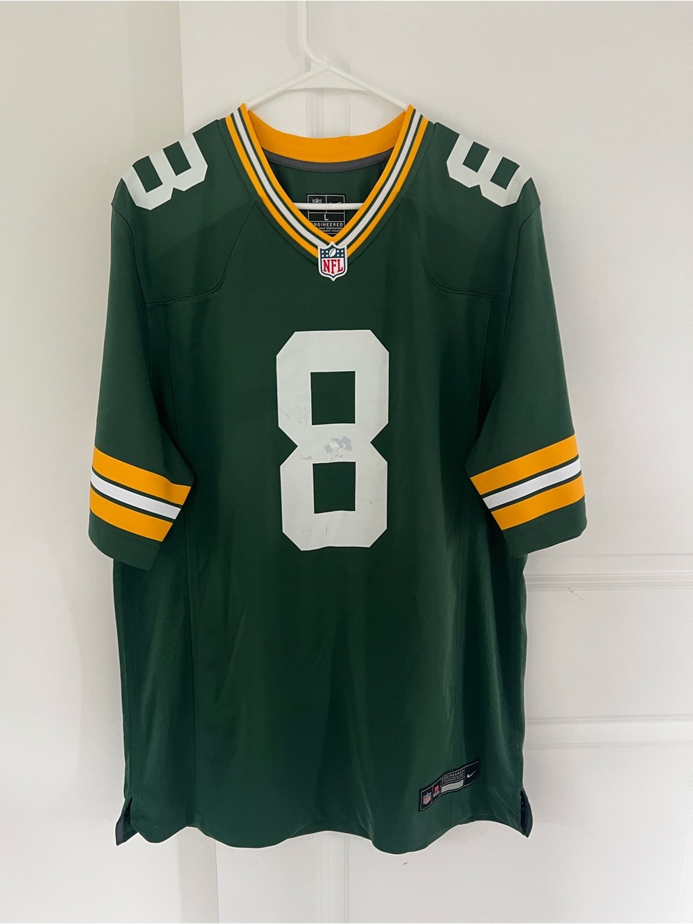 Green Bay Packers Josh Jacobs #8 Jersey Men's Large L Green Flawed